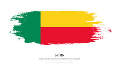 Benin flag brush concept. Flag of Benin grunge style banner background