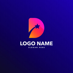 D letter modern logo design concept