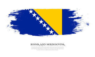 Flag of Bosnia and Herzegovina grunge style banner background
