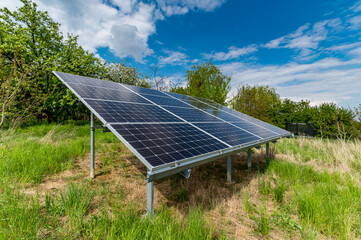 Solar panels in the field. Renewable power sorce