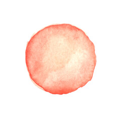 Abstract watercolor orange red hand drawn round spot. Beautiful circle design elements. Color trend. Colorful aquarelle paper texture isolated stain on white background for text design, web