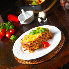 Delicious lasagne with Bolognese and bechamel sauce