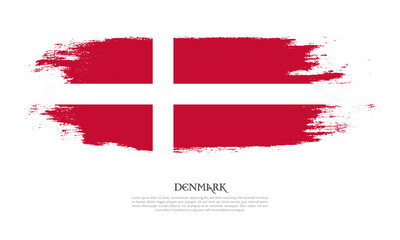 Denmark flag brush concept. Flag of Denmark grunge style banner background