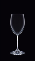 Empty wine glass isolated on dark background. Studio