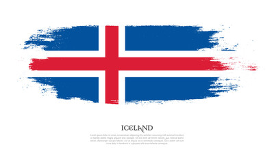 Fototapeta premium Iceland flag brush concept. Flag of Iceland grunge style banner background