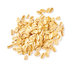 Oat flakes isolated on white background. Flakes for oatmeal and granola. Perfect image of oat...