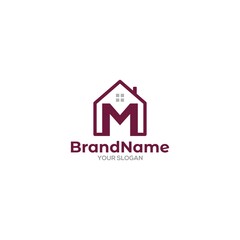 Real Estate M Logo Design Vector