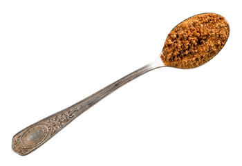 coconut blossom sugar in silver teaspoon cutout
