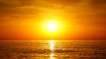 beautiful yellow glare on the sea from the sun