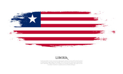 Liberia flag brush concept. Flag of Liberia grunge style banner background