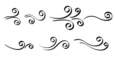 Doodle of wind gust isolated on a white background. hand drawn  vector illustration.