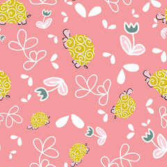 Turtle Flower Petal Seamless Pattern