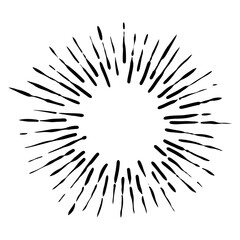 Obraz premium Starburst, sunburst hand drawn. Design Element Fireworks Black Rays. Comic explosion effect. Radiating, radial lines.