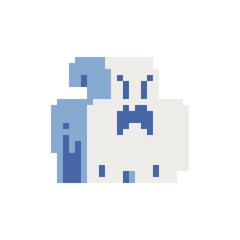 Ghost costume dressed cute character. Pixel art style. Isolated vector illustration. Design for stickers, logo, mobile app.