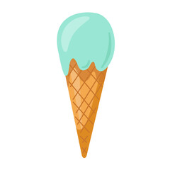 Mint ball Ice cream. Flat style vector illustration design