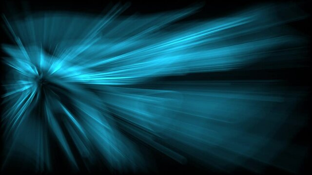 Abstract black background with blue neon rays.