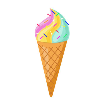 Colorful cream Ice cream. Flat style vector illustration design