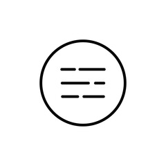 Menu in circle thin line icon in black. Graphic elements for your site. Trendy flat isolated symbol can be used for: illustration, outline, logo, mobile, app, emblem, design, web ui, ux. Vector EPS 10