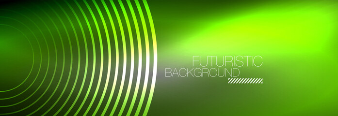 Dark abstract background with glowing neon circles. Trendy layout template for business or technology presentation, internet poster or web brochure cover, wallpaper