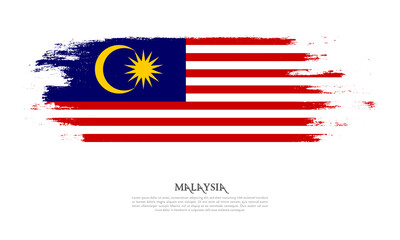 Obraz na płótnie Canvas Malaysia flag brush concept. Flag of Malaysia grunge style banner background