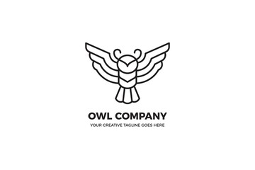 Simple Owl Black Monoline Logo Template
