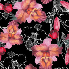 Beautiful seamless pattern with floral background.
