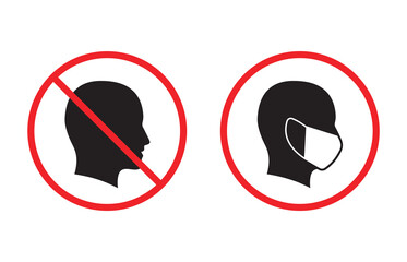 No entry without face mask icon. Vector illustration.