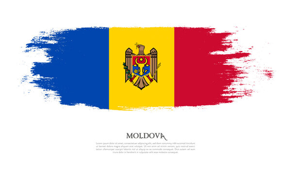 Moldova flag brush concept. Flag of Moldova grunge style banner background