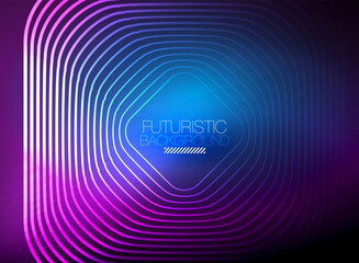Neon color square shape lines abstract background. Shiny magic energy and motion concept, vector abstract wallpaper background