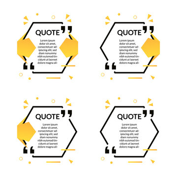 set of polygon quotes frame template text with memphis geometric style decorations