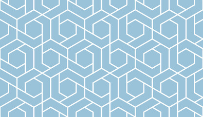 The geometric pattern with lines. Seamless vector background. White and blue texture. Graphic modern pattern. Simple lattice graphic design