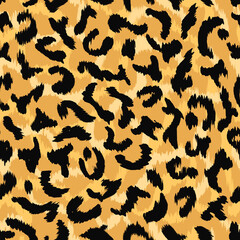 Seamless pattern of leopard skin texture, abstract wild animal print vector illustration.
