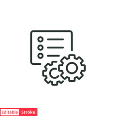 Attributes line icon. Simple outline style. Attribute, document, gear, success, technology concept. Vector illustration isolated on white background. Thin line symbol editable stroke EPS 10.