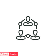 Collaboration line icon. Simple outline icon. Communication, partnership, research, group, alliance, business, team concept. Vector illustration isolated on white background. Editable stroke EPS 10.