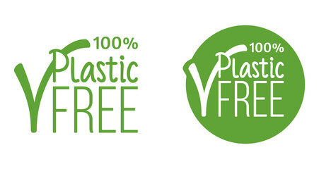 Plastic free Zero waste sticker in flat style
