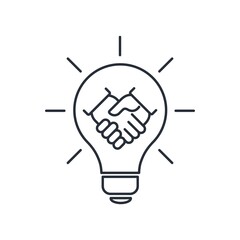 Mutual benefit and cooperation. Vector linear icon isolated on white background.