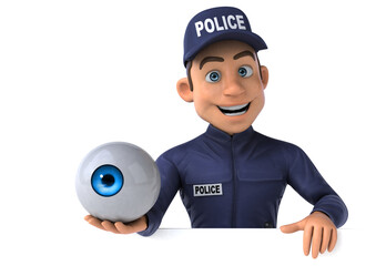 Fun 3D illustration of a cartoon Police Officer