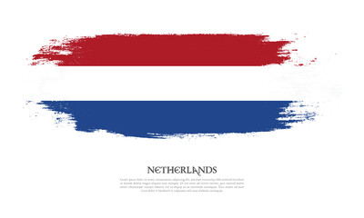 Netherlands flag brush concept. Flag of Netherlands grunge style banner background