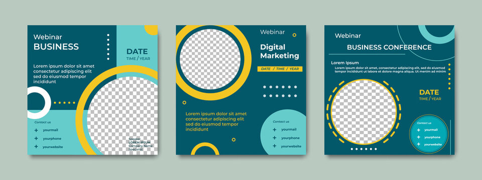 Set of modern minimalist background with green color. Suitable for social media post template, Webinar, Seminar, daring banner, online education, flyer, ads, etc.