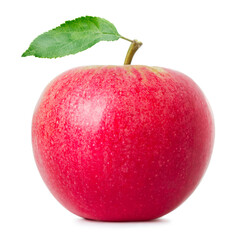 close-up view of red ripe apple isolated on white background