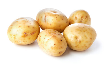 heap of potatoes isolated on white background