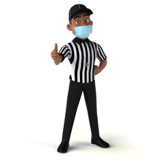Fun 3D illustration of a black referee with a mask