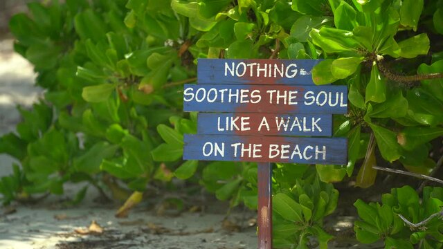 Miami Beach Sign in South Beach Miami FL. Sign on the beach. Tropical island. Holiday and vacation in paradise place. Maldives and Carribean sign