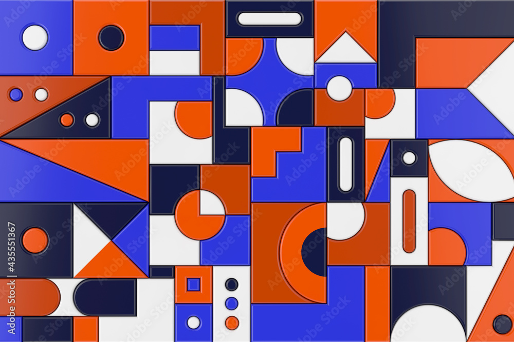 Aufkleber Abstract Colorful Geomerical Blocking Shapes Background. 3d Rendering