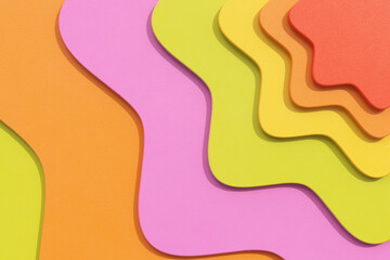 Abstract Colorful Geomerical Wavy Shapes Background Texture with Overlapping Layers. 3d Rendering