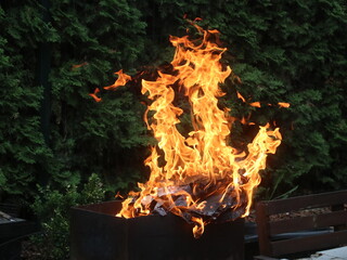 A close up of a fire
