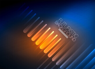 Bright neon color techno abstract background, shiny glowing neon lines in the dark background