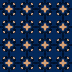blue brown cream mandala art seamless pattern floral creative design background vector illustration
