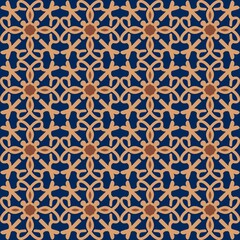 blue brown cream mandala art seamless pattern floral creative design background vector illustration