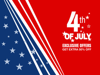 Fourth of July. 4th of July holiday banner. American Independence Day Party celebration.
